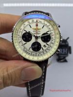 Swiss Quality Replica Breitling Navitimer Silver Chronograph leather watch